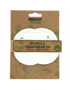 Esponja desmaquillante de algodón x4 Modelite Nature